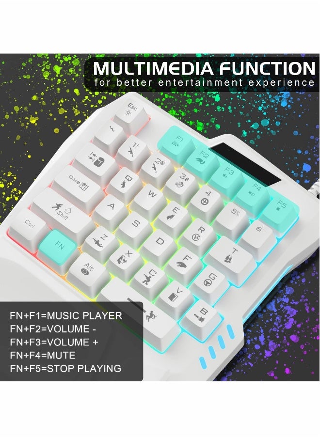 One Handed Gaming Keyboard, Small Gaming Keyboard with Ergonomic Palm Rest, Mini Gaming Keypad