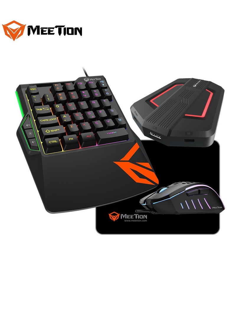 MEETION Console Gaming Kits 4 IN 1 CO015 RGB circulation Backlight, 6400DPI Ergonomic keycaps, rainbow backlight For P3 / P4 / N-Switch / X-ONE / X-360