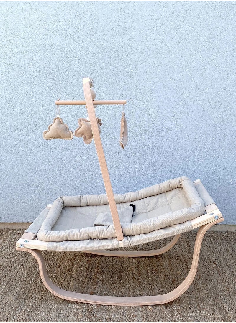 Natural Wooden Swinging Carousel with Toy Newborn, Baby Infant Carrier Stroller Brown