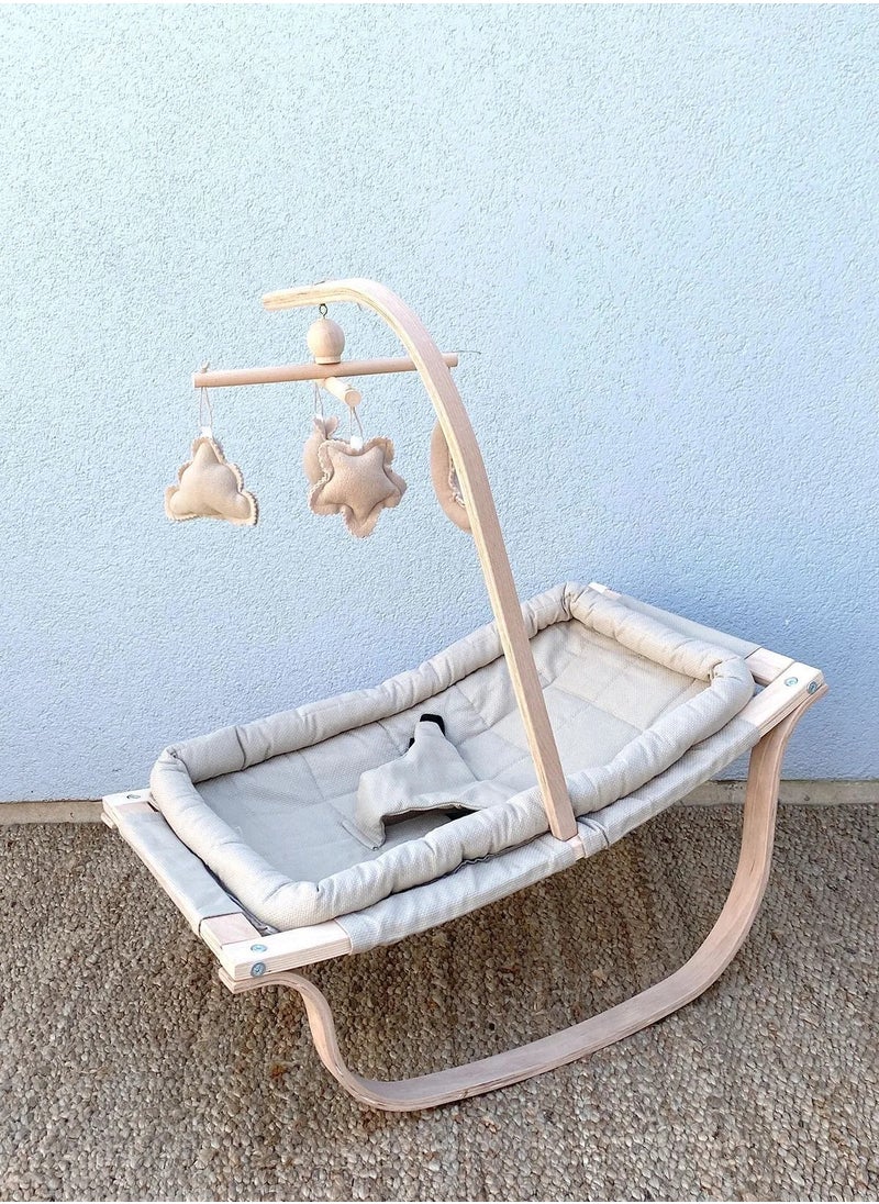 Natural Wooden Swinging Carousel with Toy Newborn, Baby Infant Carrier Stroller Brown