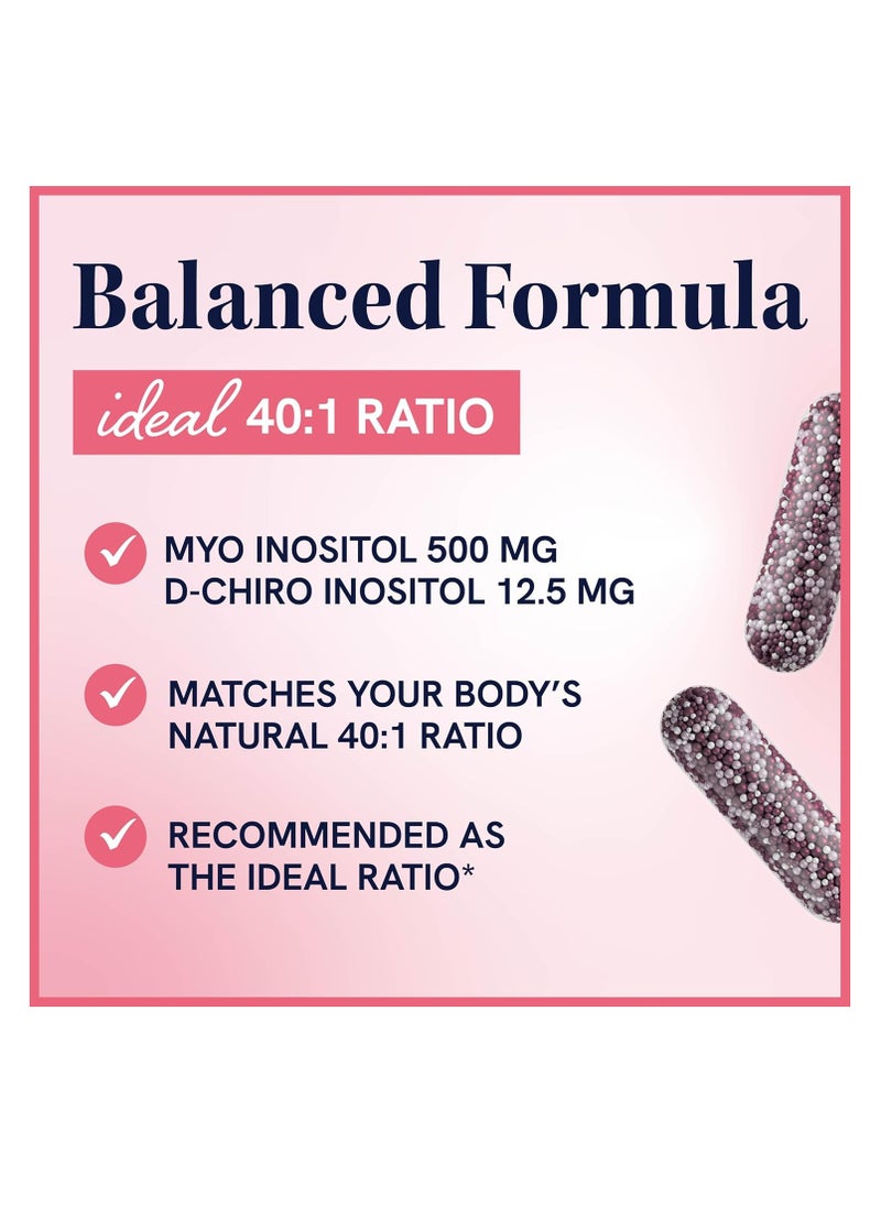 Myo-Inositol & D-Chiro Inositol Hormone Balance for Women Ideal 40:1 Ratio, Myo Inositol 2000mg, D Chiro 50mg Vitamin B8 to Regulate Menstrual Cycle & Support Ovarian Health, 120 Capsules