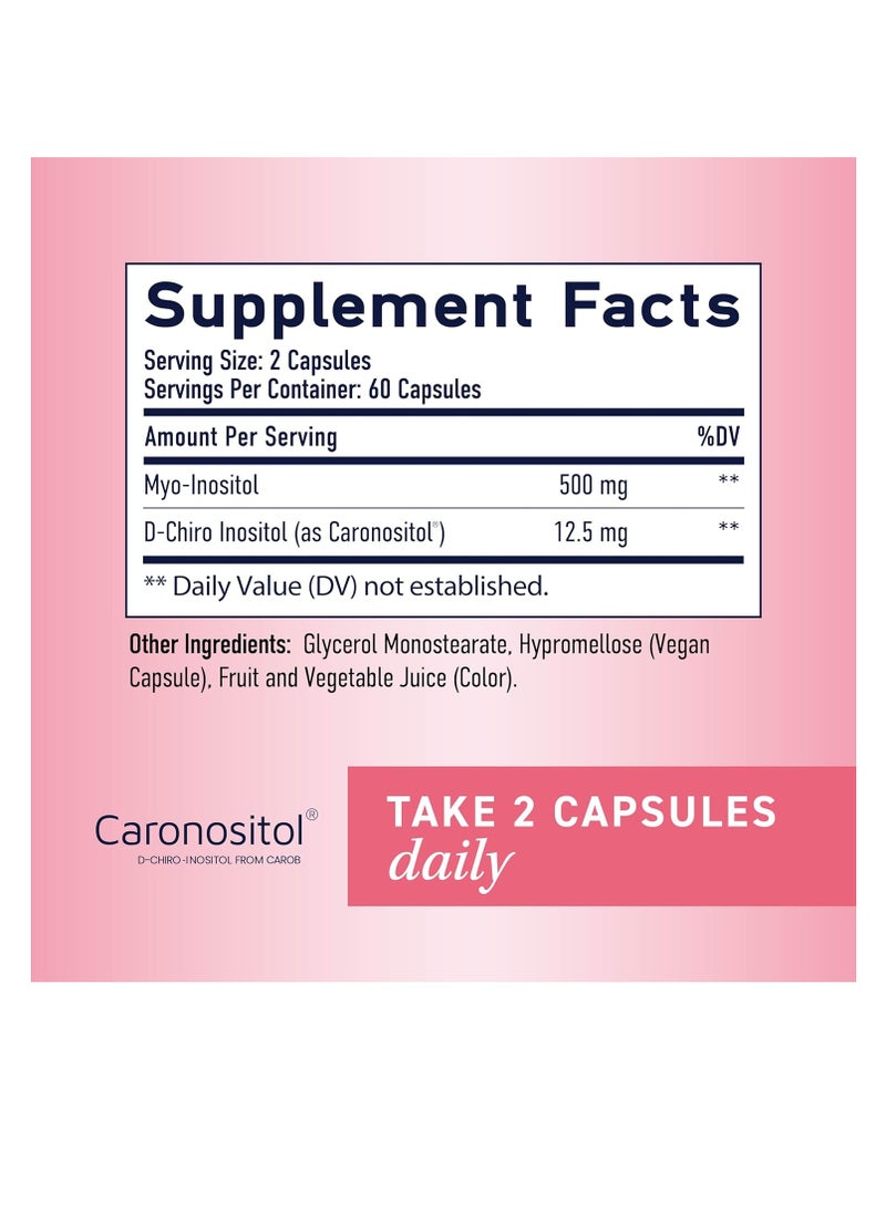 Myo-Inositol & D-Chiro Inositol Hormone Balance for Women Ideal 40:1 Ratio, Myo Inositol 2000mg, D Chiro 50mg Vitamin B8 to Regulate Menstrual Cycle & Support Ovarian Health, 120 Capsules