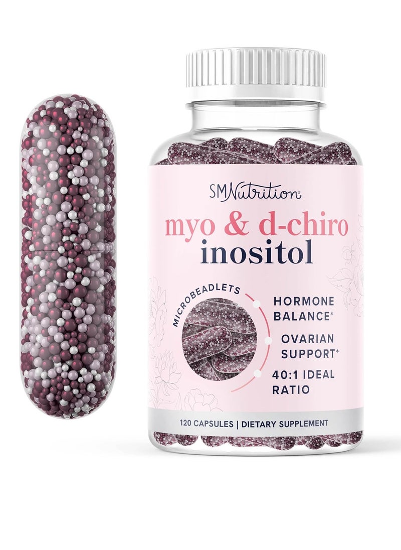 Myo-Inositol & D-Chiro Inositol Hormone Balance for Women Ideal 40:1 Ratio, Myo Inositol 2000mg, D Chiro 50mg Vitamin B8 to Regulate Menstrual Cycle & Support Ovarian Health, 120 Capsules