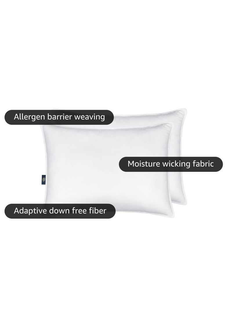 Serta Down Illusion Soft Hypoallergenic Soft/Medium Bed Pillows for Side, Stomach or Back Sleepers (2 Pack), Queen, White