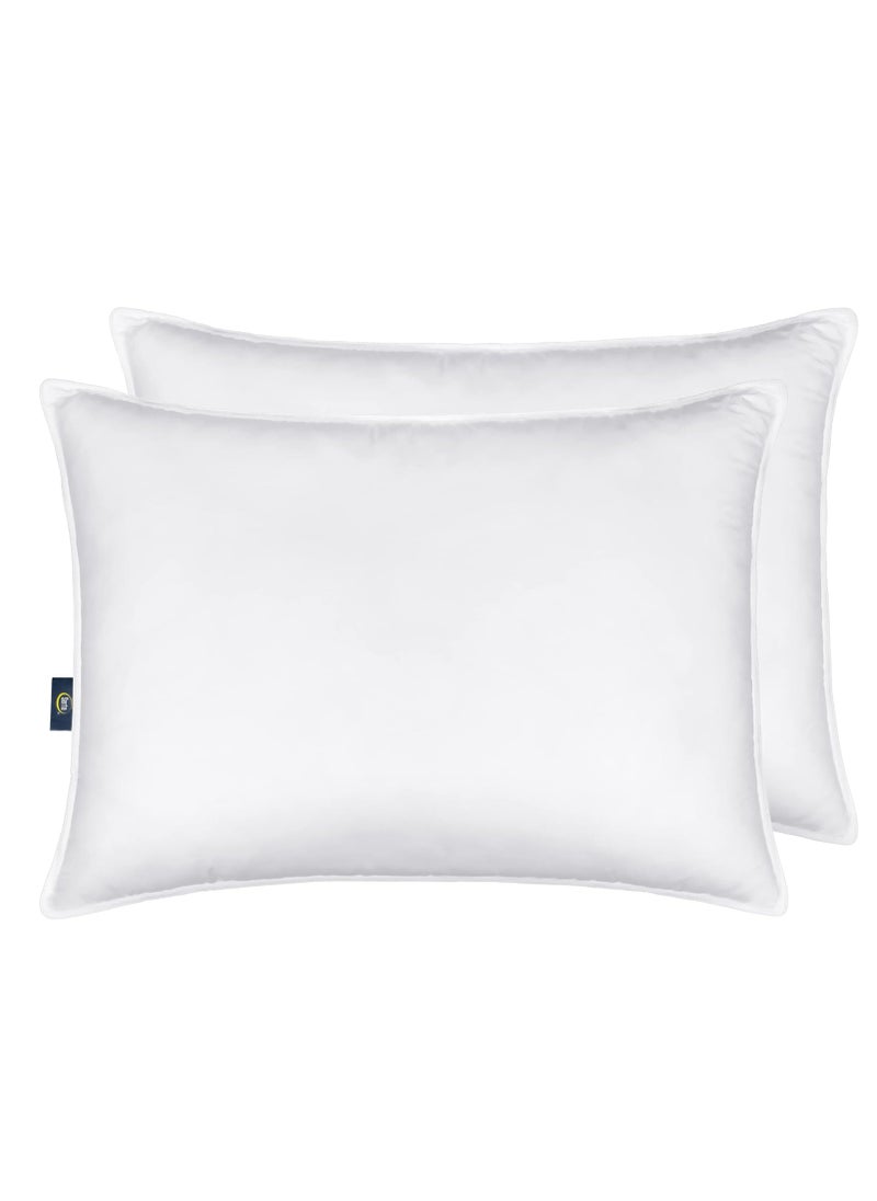 Serta Down Illusion Soft Hypoallergenic Soft/Medium Bed Pillows for Side, Stomach or Back Sleepers (2 Pack), Queen, White