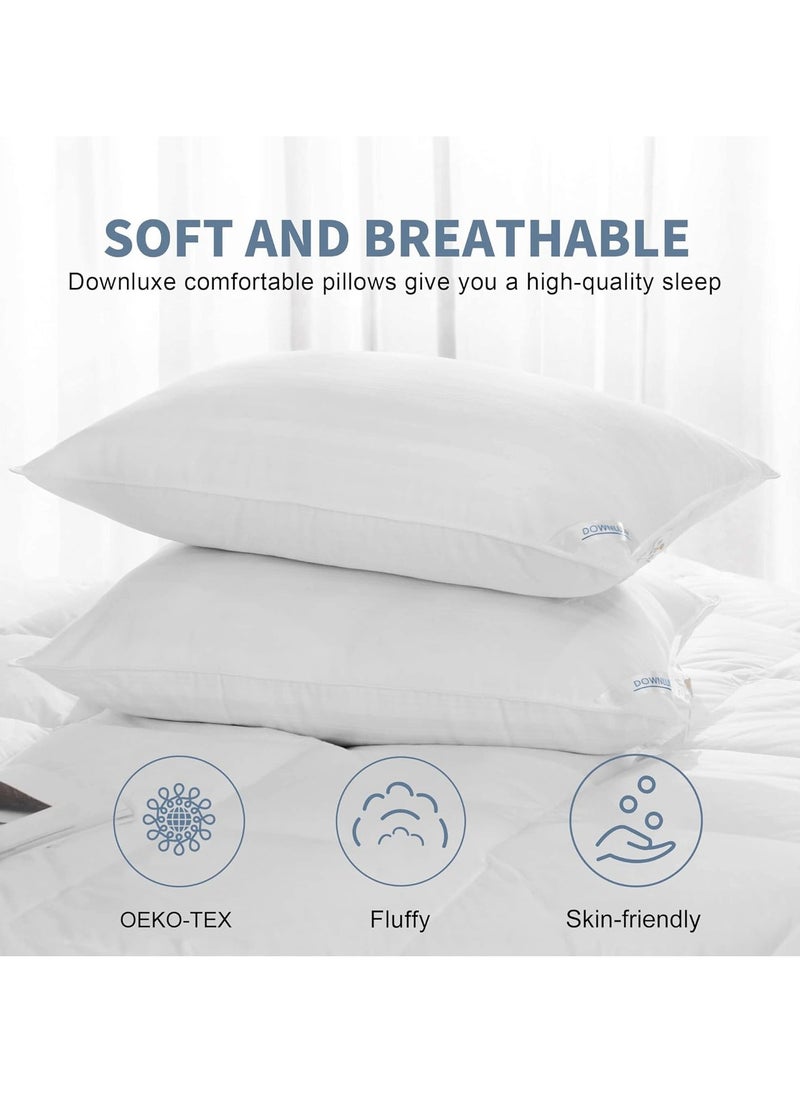 downluxe Down Alternative Pillows King Size Set of 2 - Hotel Collection Soft Bed Pillows for Sleeping, Perfect for Side, Back and Stomach Sleepers, 20 X 36