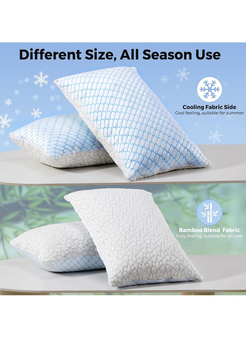 puredown King Size Pillows Set of 2, Shredded Memory Foam Pillows, Cooling Pillows King 2 Pack, Foam Pillow for Sleeping, Adjustable Firm Bed Pillow for Side, Back and Stomach Sleepers (King)