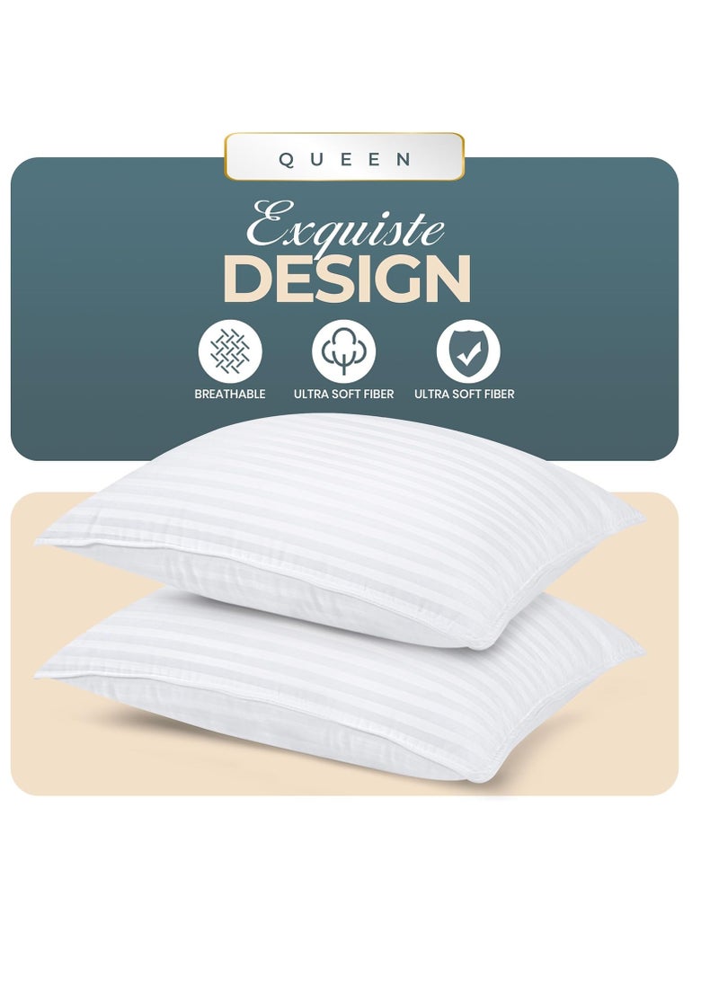 Utopia Bedding Bed Pillows for Sleeping Queen Size, 1000 Grams Filled Hotel Quality Cooling Pillows for Side, Back or Stomach Sleepers (White, Set of 2)