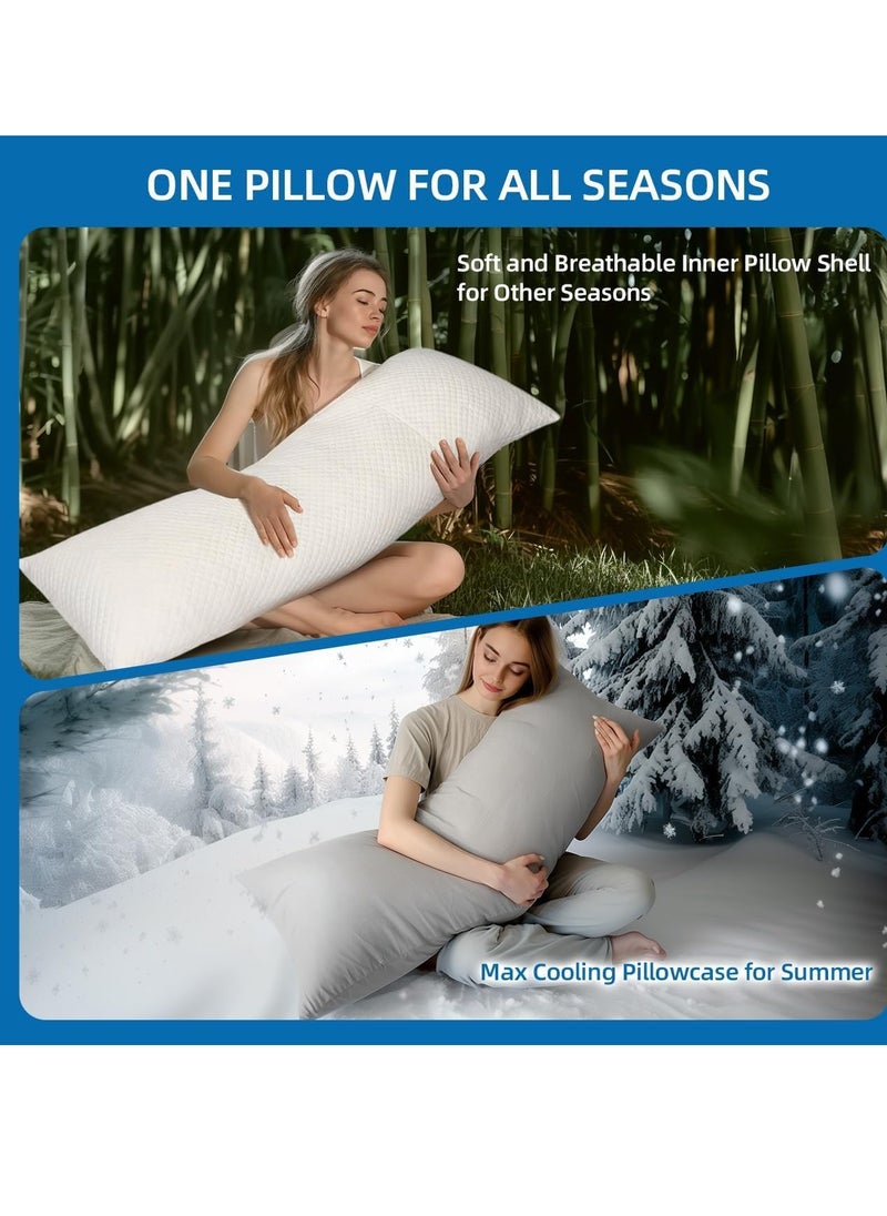 LOFE Body Pillows for Adults - Adjustable 3 Compartments Body Pillow with Superior Support, Fluffy Shredded Memory Foam Full Body Pillow, Long Pillow with a Removable Ultra Cooling Pillowcase