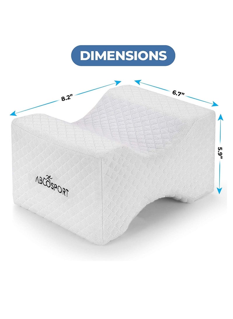 Abco Tech Memory Foam Knee Pillow with Cooling Gel - Knee Wedge Pillow, Leg Pillow for Side Sleepers, Pregnancy, Spine Alignment, Pain Relief - Pillow for Between Knees While Sleeping + Washable Cover