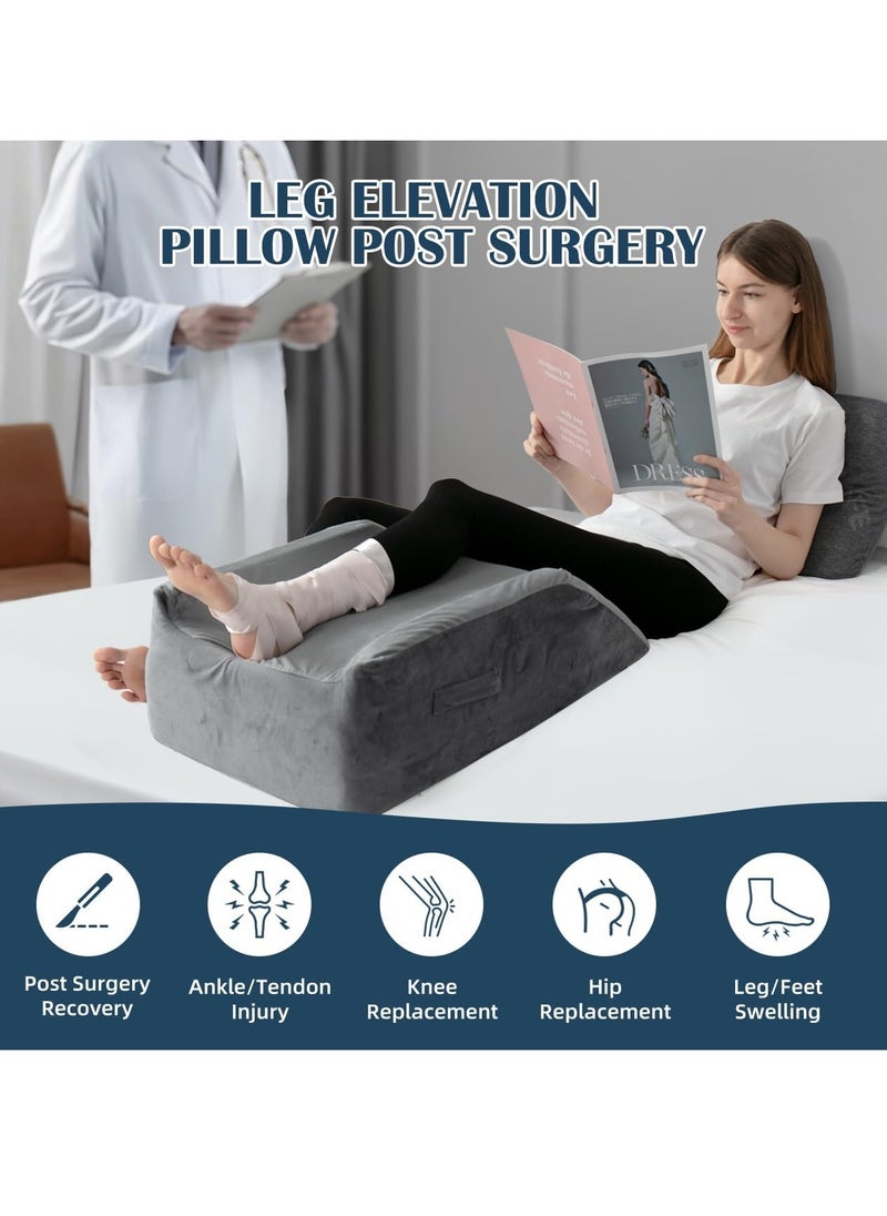 LOFE Leg Elevation Pillow - Adjustable Leg Elevation Pillow 3 Heights, U-Shape Double Leg Elevation Pillows for After Surgery, CertiPUR-US Memory Foam Foot Elevation Pillows for Swelling, Post Surgery