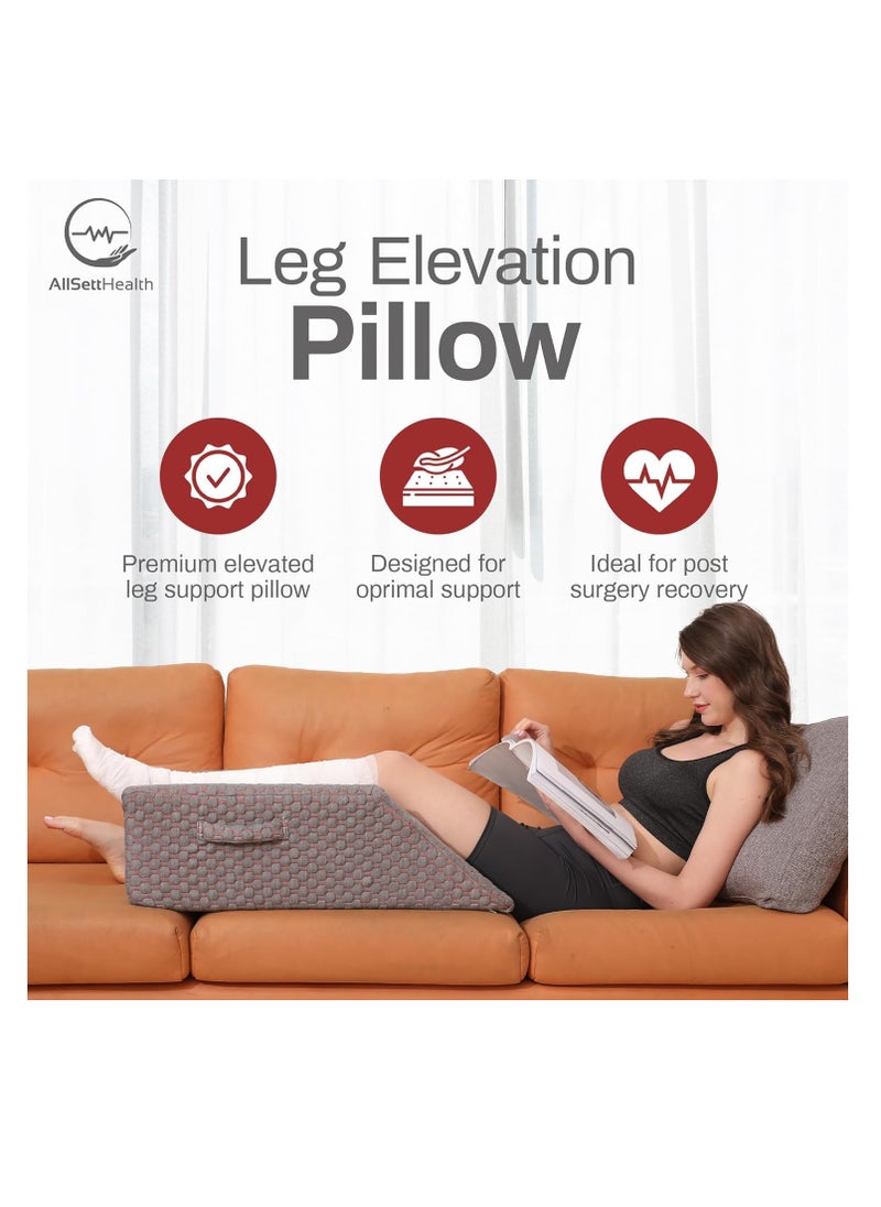 Single Leg Elevation Pillow Post Surgery Leg Pillow | Memory Foam Ankle Knee and Leg Wedge Pillow for Injury After Surgery – Foot, Leg Pain, Hip, Knee Pain, Improve Blood Circulation 29” x 13” x 9.5