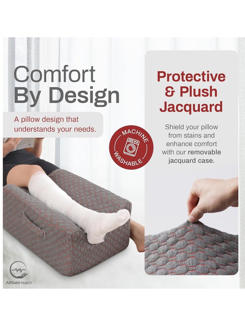 Single Leg Elevation Pillow Post Surgery Leg Pillow | Memory Foam Ankle Knee and Leg Wedge Pillow for Injury After Surgery – Foot, Leg Pain, Hip, Knee Pain, Improve Blood Circulation 29” x 13” x 9.5