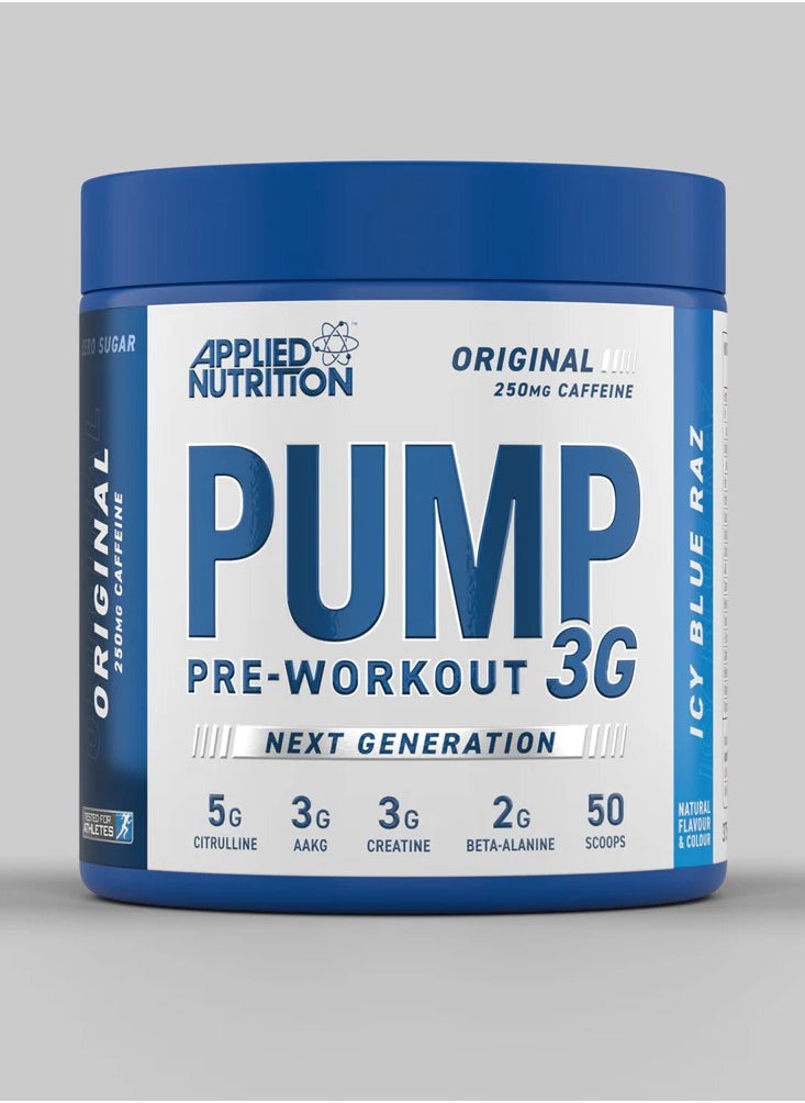 Applied Nutrition Pump 3G Pre-Workout 50 Scoops - Icy Blue Raz Flavor