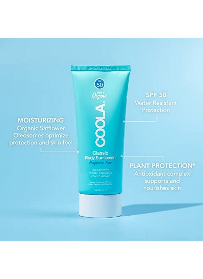 COOLA Organic Sunscreen SPF 50 Sunblock Body Lotion, Dermatologist Tested Skin Care for Daily Protection, Vegan and Gluten Free, Fragrance Free, 5 Fl Oz