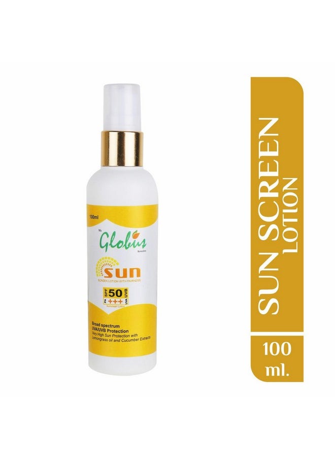 Globus SPF 50 PA+++ Sunscreen Lotion With Fairness - 100 ml (Pack of 5)