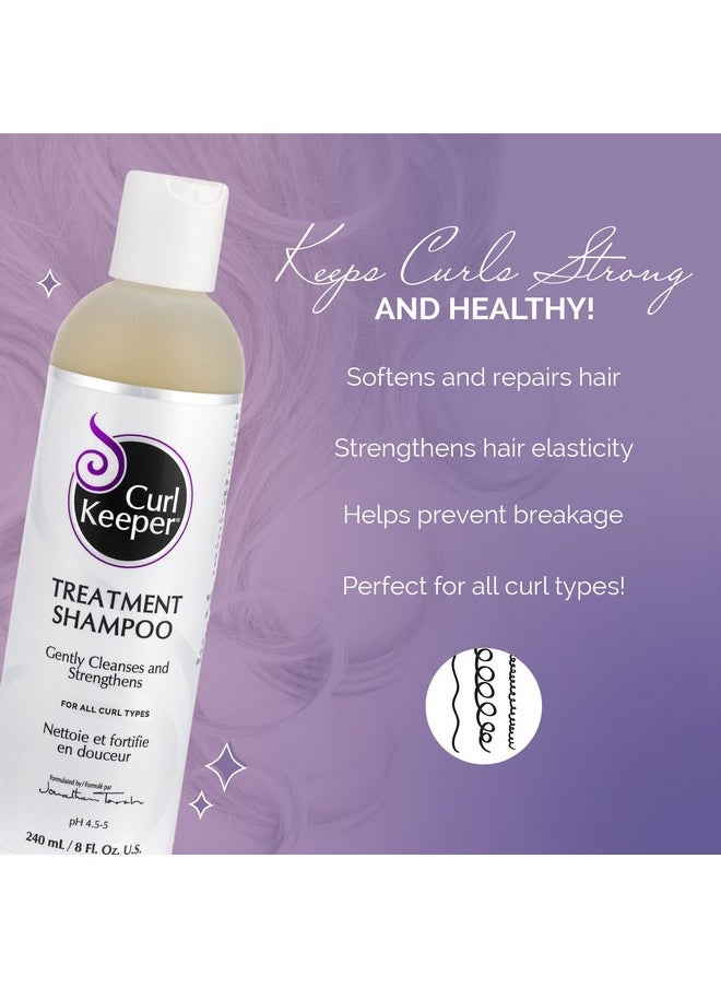 Curl Keeper Treatment Shampoo for Curly Hair, 8 Fl Oz - Daily Hair Shampoo Gently Cleanses & Strengthens All Curl Types - Rebuilds & Restores Damaged Hair - Water Based & Sulfate Free Shampoo