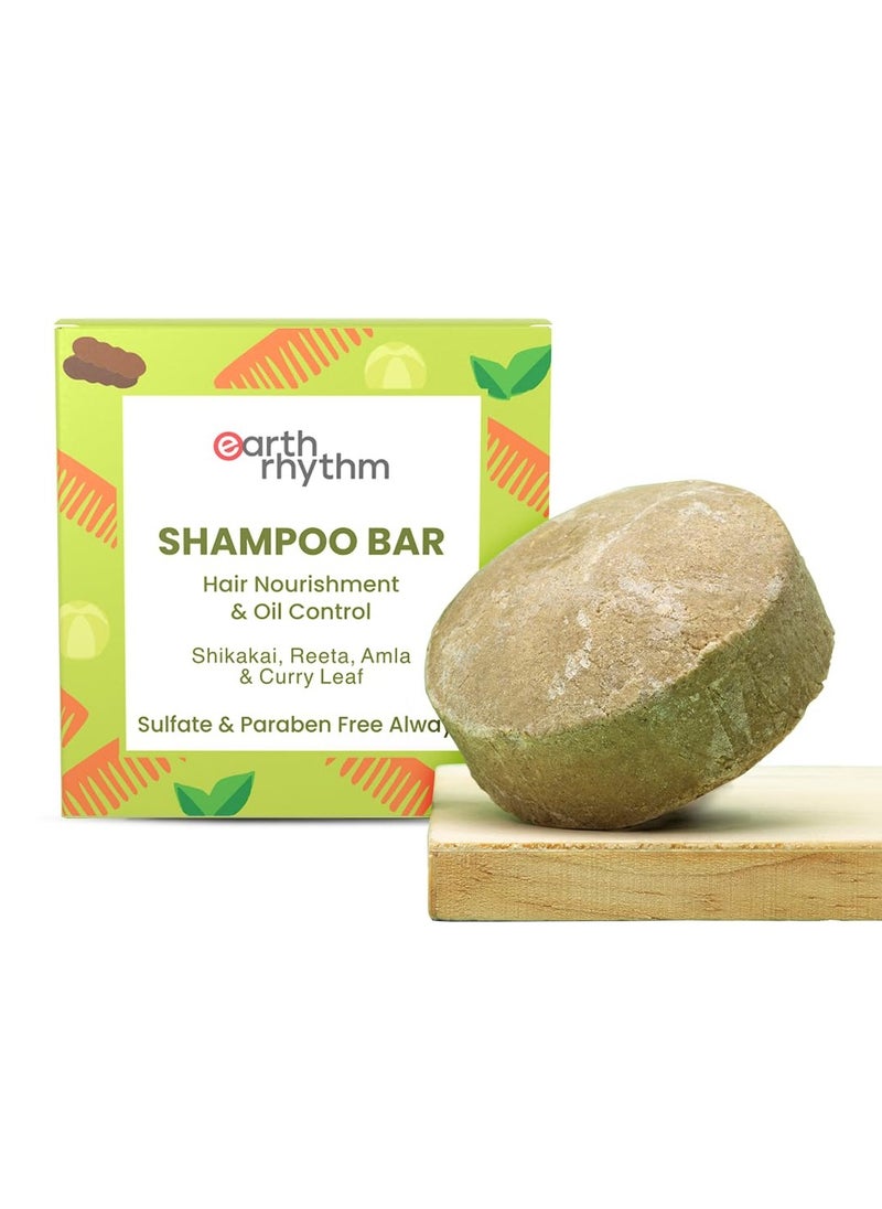 Earth Rhythm Shikakai Shampoo Bar | Contains Shikakai, Curry Leaf, Reeta & Amla Extracts | Men & Women | Sulphate & Paraben Free| Natural- (Cardboard) - 80gm