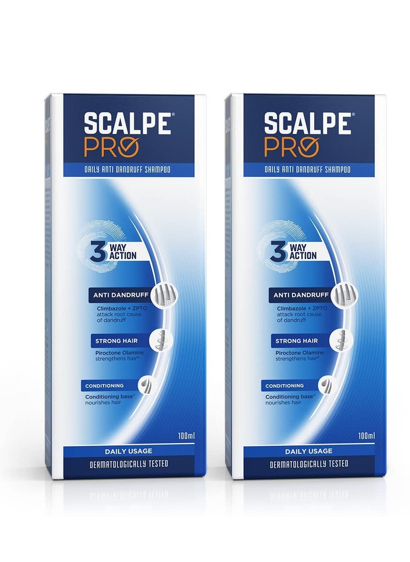 Scalpe Pro Daily Anti-Dandruff Shampoo With Conditioning Base, For Strong And Smooth Hair | 100 Ml (Pack Of 2)