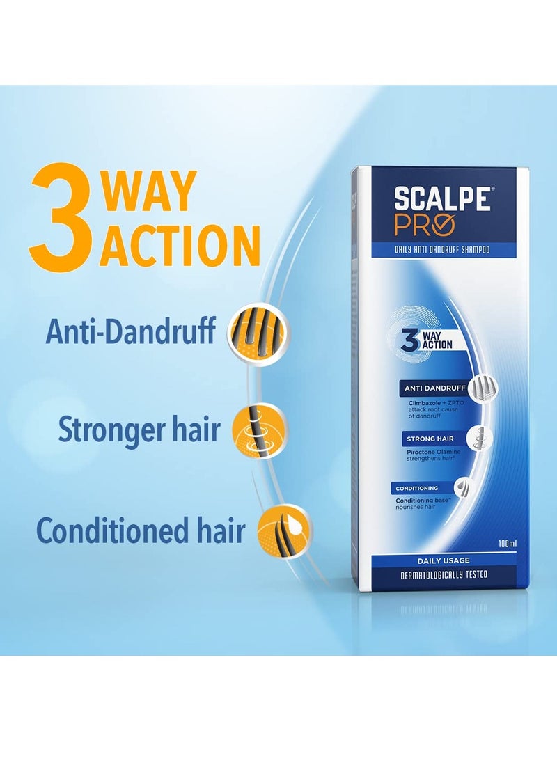 Scalpe Pro Daily Anti-Dandruff Shampoo With Conditioning Base, For Strong And Smooth Hair | 100 Ml (Pack Of 2)