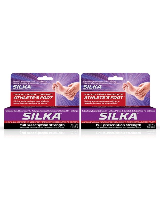 Silka Anti-Fungal Cream Twin Pack, Clinical Anti-Fungus Foot Treatment, Jock Itch & Ringworm Remedy, Maximum Strength, Fast-Acting Relief from Itching & Burning, 1 Oz, Pack of 2