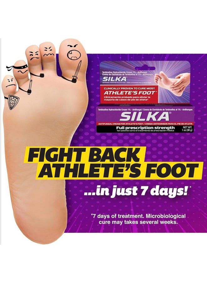 Silka Anti-Fungal Cream Twin Pack, Clinical Anti-Fungus Foot Treatment, Jock Itch & Ringworm Remedy, Maximum Strength, Fast-Acting Relief from Itching & Burning, 1 Oz, Pack of 2