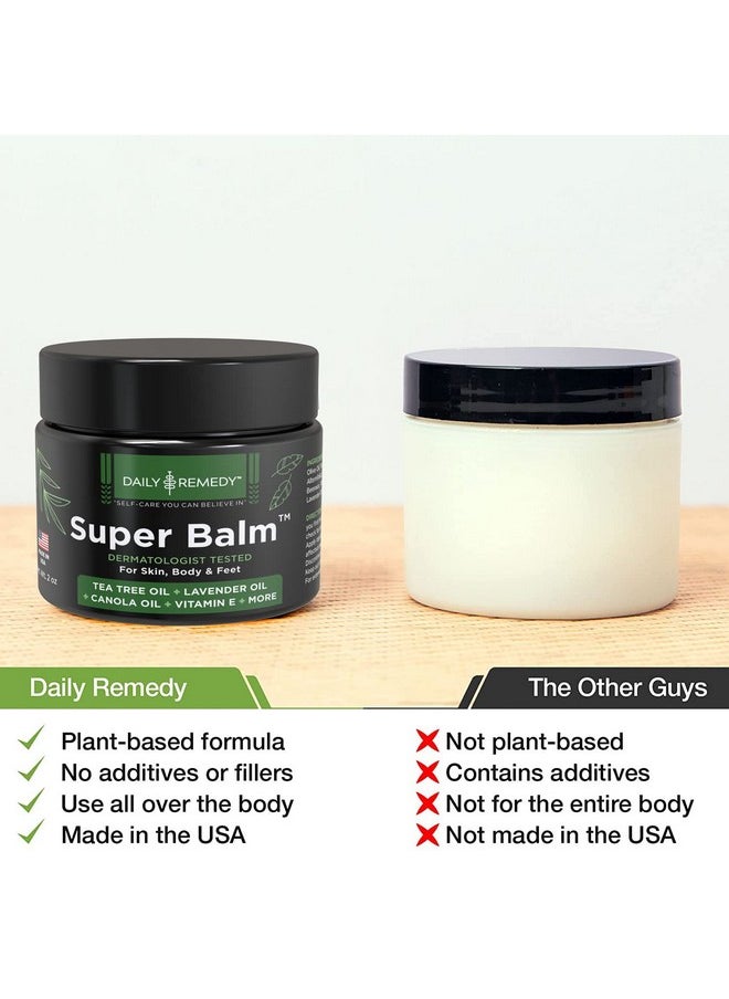 DAILY REMEDY Tea Tree Oil Extra Strength Super Balm - Athletes Foot Cream Combats Ringworm, Jock Itch, Nail Issues - Nourishes Cracked Itchy Skin on Body & Feet - Made in USA