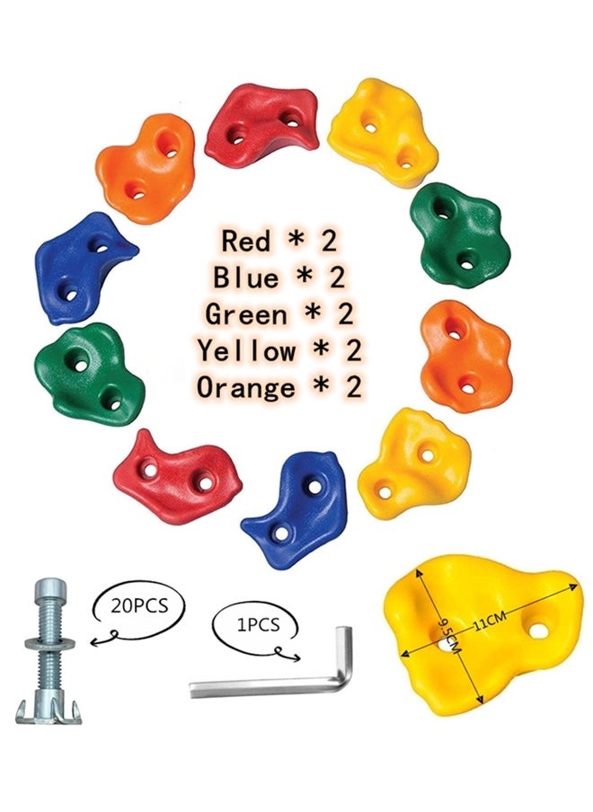 10 Pcs Rock Climbing Holds For Kids Set,Rock Climbing Holds,Climbing Wall,Climbing For Adult Indoor And Outdoor Play Accessories,With Mounting Hardware,Home Playground Climbing Wall Grip Kits