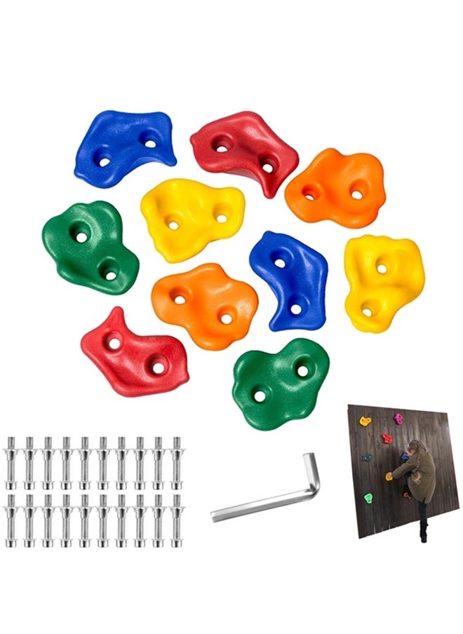 10 Pcs Rock Climbing Holds For Kids Set,Rock Climbing Holds,Climbing Wall,Climbing For Adult Indoor And Outdoor Play Accessories,With Mounting Hardware,Home Playground Climbing Wall Grip Kits