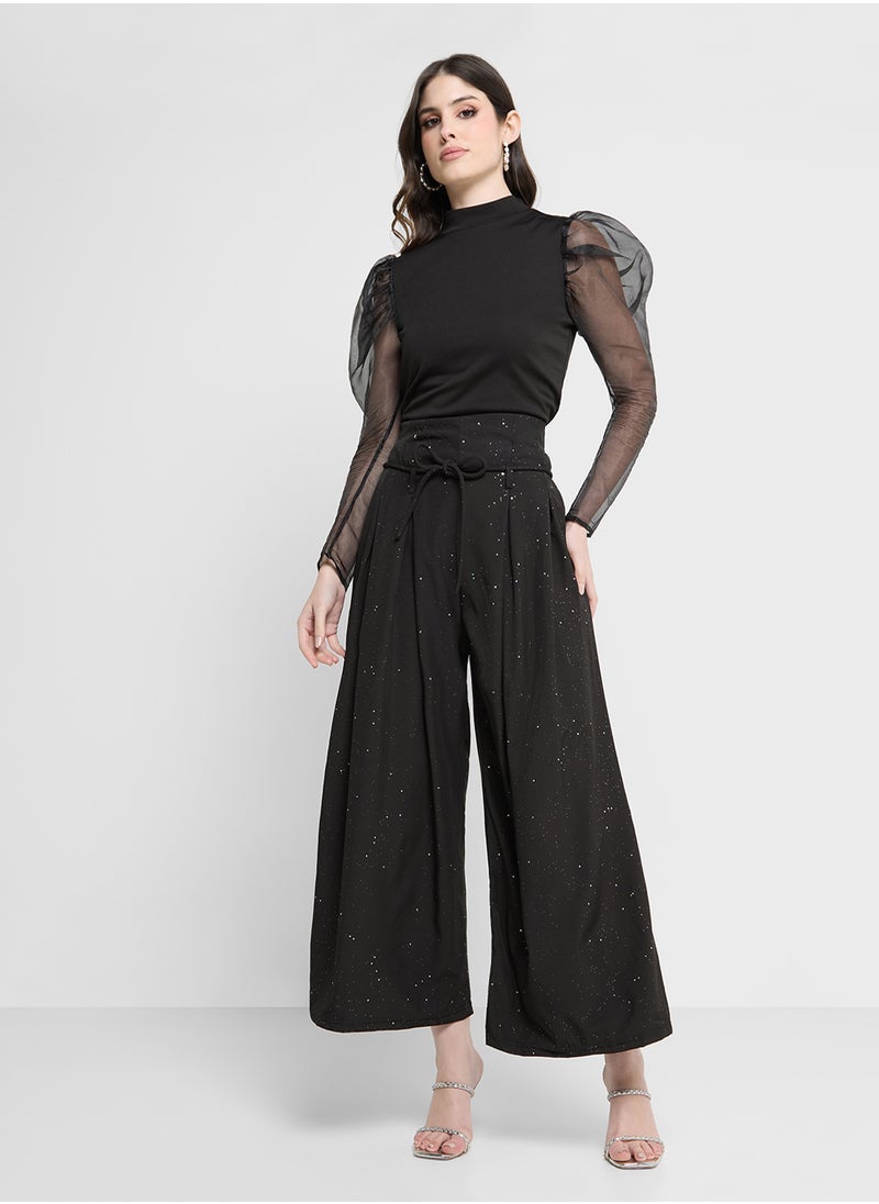 Front Pleat Wide Leg Pants