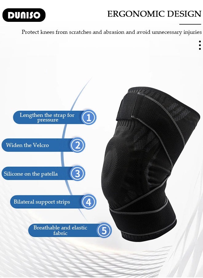 Professional Knee Pad Knee Brace with Side Stabilizers and Patella Gel Pads Adjustable Compression Knee Support Braces for Knee Pain Meniscus Tear ACL MCL Arthritis Joint Pain Relief Injury Recovery