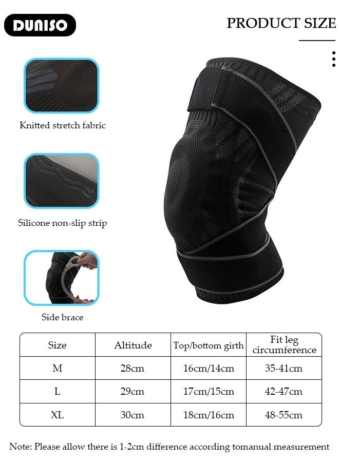 Professional Knee Pad Knee Brace with Side Stabilizers and Patella Gel Pads Adjustable Compression Knee Support Braces for Knee Pain Meniscus Tear ACL MCL Arthritis Joint Pain Relief Injury Recovery