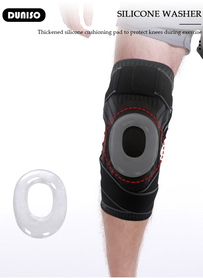 Professional Knee Pad Knee Brace with Side Stabilizers and Patella Gel Pads Adjustable Compression Knee Support Braces for Knee Pain Meniscus Tear ACL MCL Arthritis Joint Pain Relief Injury Recovery