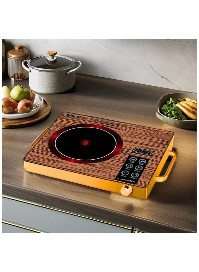 Induction Cooker Digital Display Screen Touch Panel Electric Stove 3500W High-Temperature Resistant Glass Fireproof Material Stainless Steel Body Ceramic Heating Element