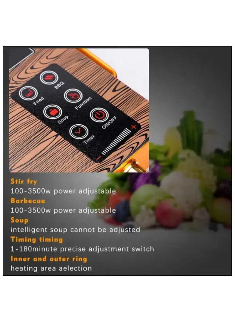 Induction Cooker Digital Display Screen Touch Panel Electric Stove 3500W High-Temperature Resistant Glass Fireproof Material Stainless Steel Body Ceramic Heating Element