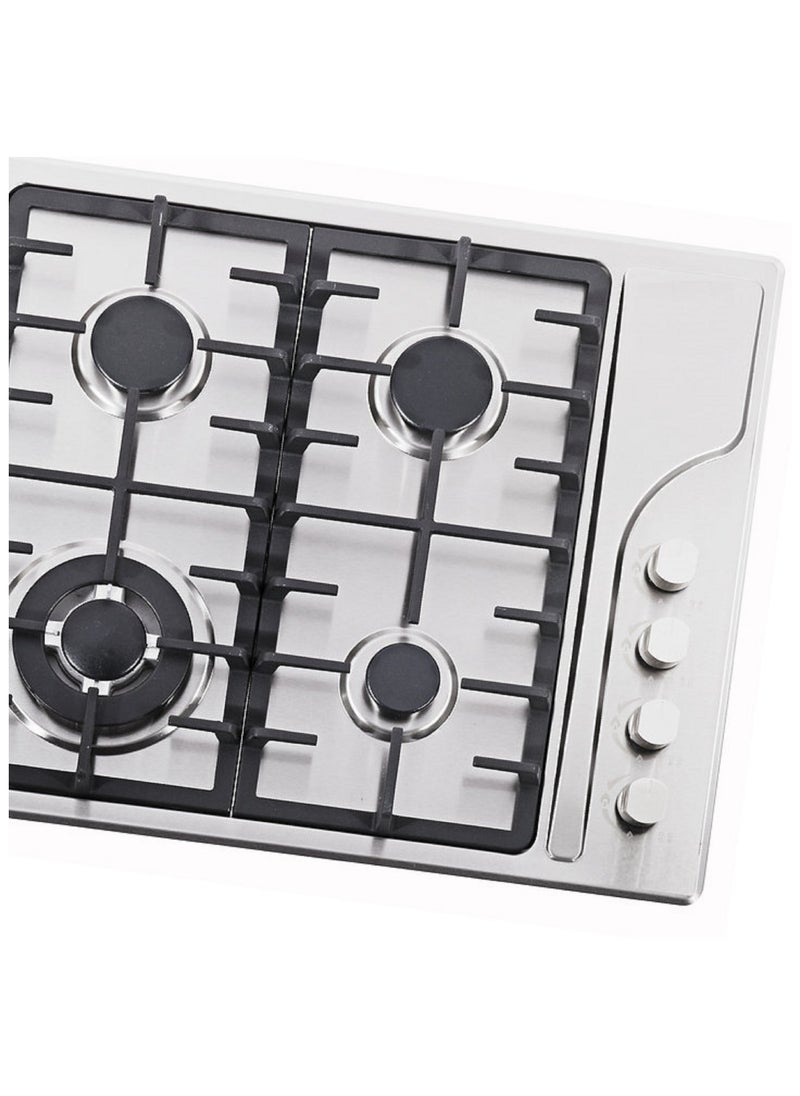 4 Burner Stainless Steel Gas Hob Silver BS