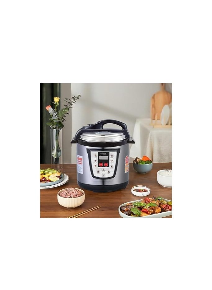 Wtrtr 6 L electric pressure cooker Electric Pressure,1000W Slow, Rice Cooker, Yogurt, Cake Maker, Steamer and Warmer, Silver (1 year Warranty)