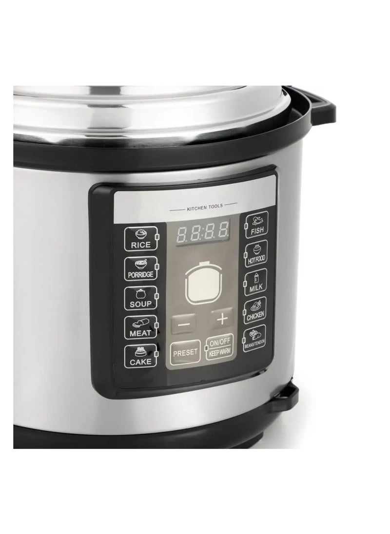 Electric Digital Pressure Cooker steamer , 6L capacity with 1000W Power, Multi-Function Cooking, Digital Timer Control, Non-Stick Inner Pot, Stainless Steel Body, One Touch Cooking, 24-Hours keep Warm 6 L 1000 W