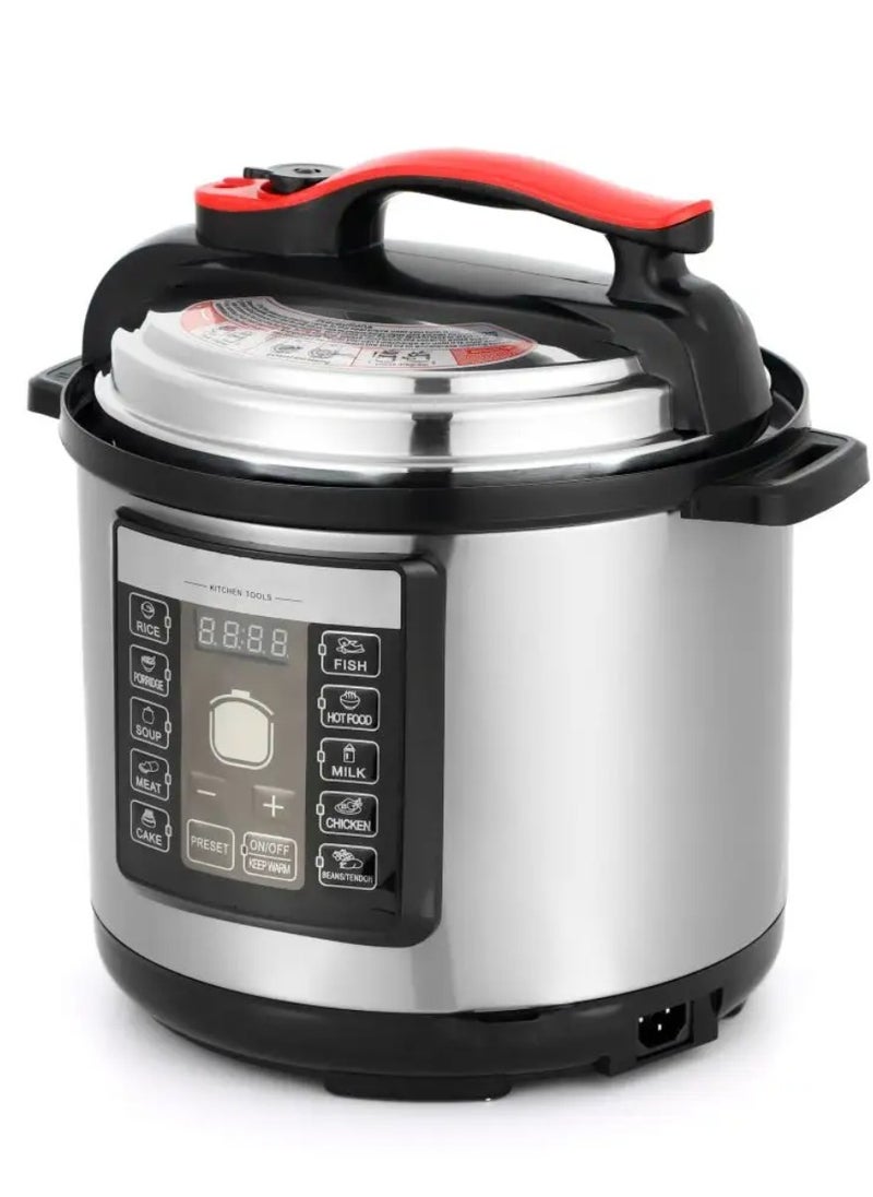 Electric Digital Pressure Cooker steamer , 6L capacity with 1000W Power, Multi-Function Cooking, Digital Timer Control, Non-Stick Inner Pot, Stainless Steel Body, One Touch Cooking, 24-Hours keep Warm 6 L 1000 W