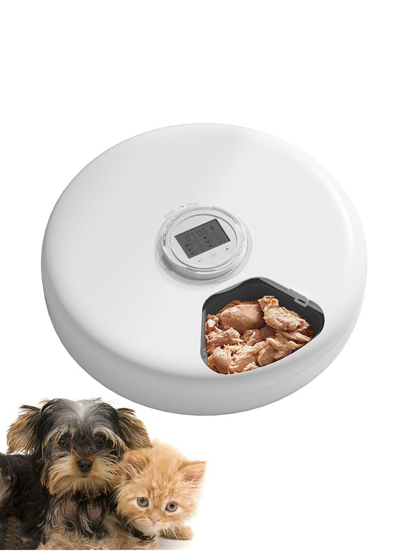 Automatic Cat Feeder 6 Meal Pet Feeder for Wet Food Dry Food Pet Food Dispenser with Timer