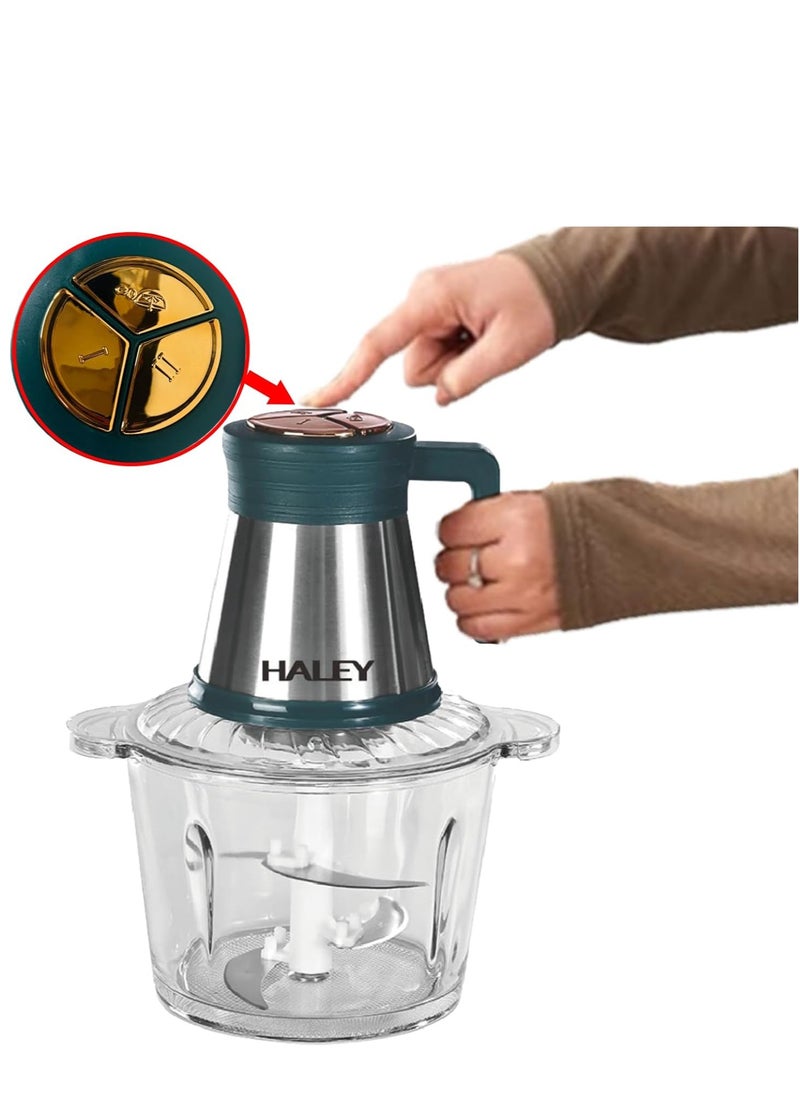 Wtrtr HALEY 3L Electric Food Chopper,800W Glass Chopper and Mincer,Garlic Skin Peeler, or Chopping, Ice Crushing, Mincing, Grinding, Pureeing.2 Years Warranty,HY-1214 (3L-800W)