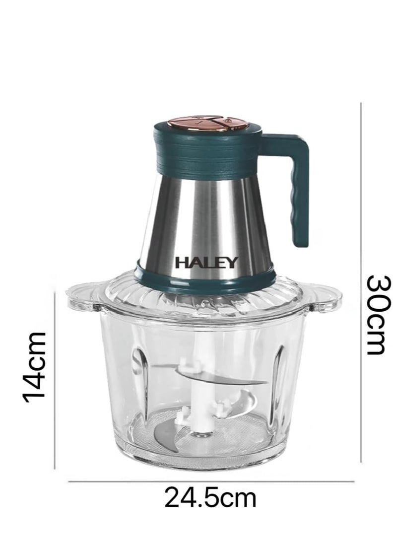 Wtrtr HALEY 3L Electric Food Chopper,800W Glass Chopper and Mincer,Garlic Skin Peeler, or Chopping, Ice Crushing, Mincing, Grinding, Pureeing.2 Years Warranty,HY-1214 (3L-800W)