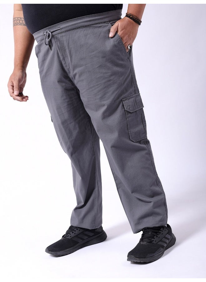 Hardsoda Ash Grey Men Plus Fit Casual Solid Regular Cargo