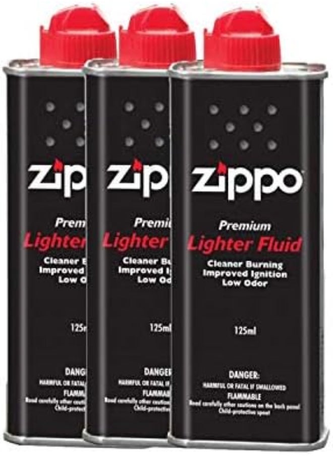 Zippo Usa 3141 Metal Lighter Fluid, 125Ml - Pack Of 3 (Black)