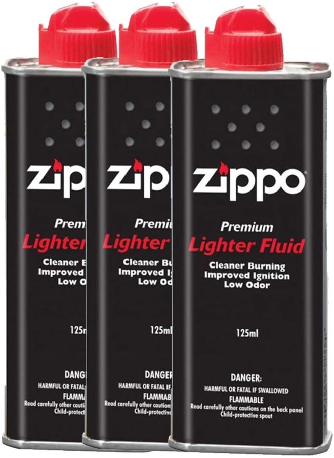 Zippo Usa 3141 Metal Lighter Fluid, 125Ml - Pack Of 3 (Black)