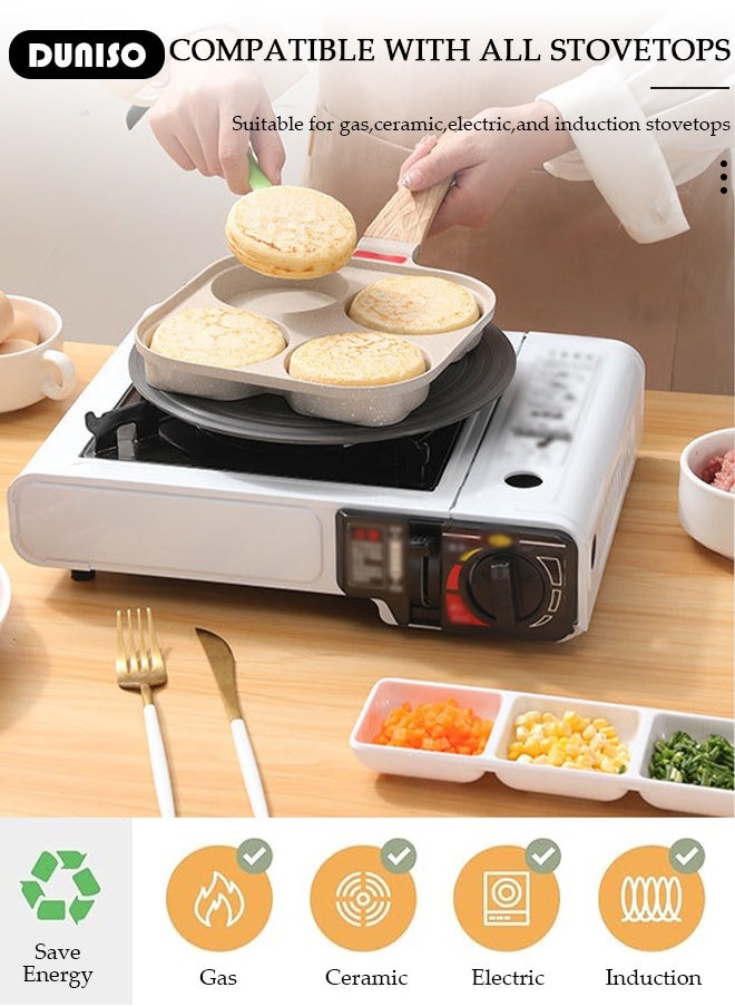 Nonstick Egg Frying Pan of 4 Cups, Healthy Breakfast Pan Saucepan Pancake Pan for Gas and Induction Stove Tops Cookware Omelette Pan Cooker Kitchen Tool Indoor Outdoor Camping