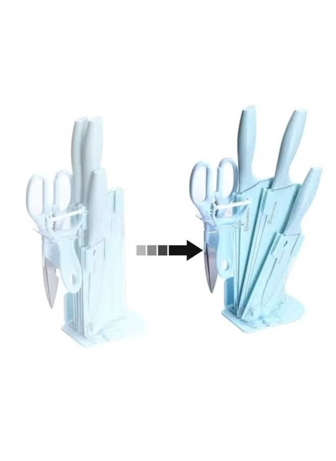 7-piece kitchen knife set blue