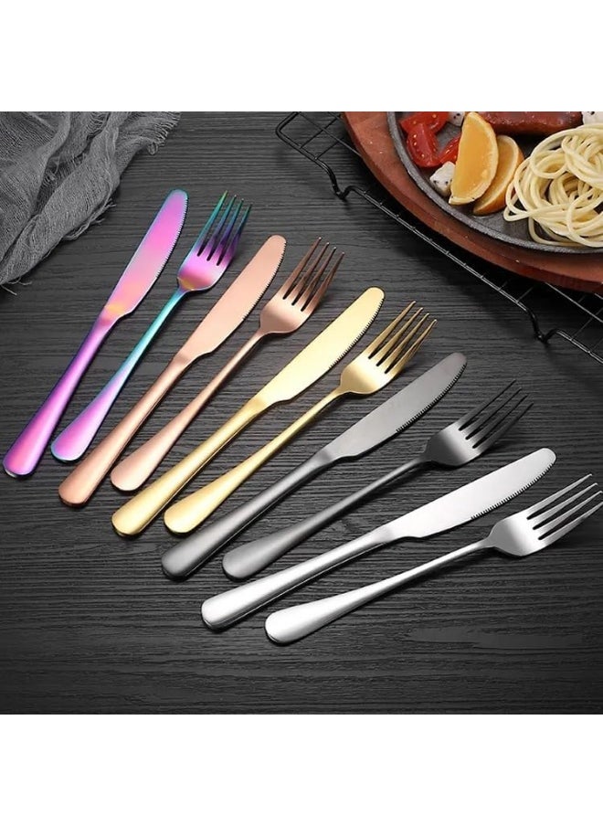 Souqoon- 24 Pieces Silver Knives Spoons And Forks Set Stainless Steel Silverware Catering Crockery Cutlery Flatware Set For 6