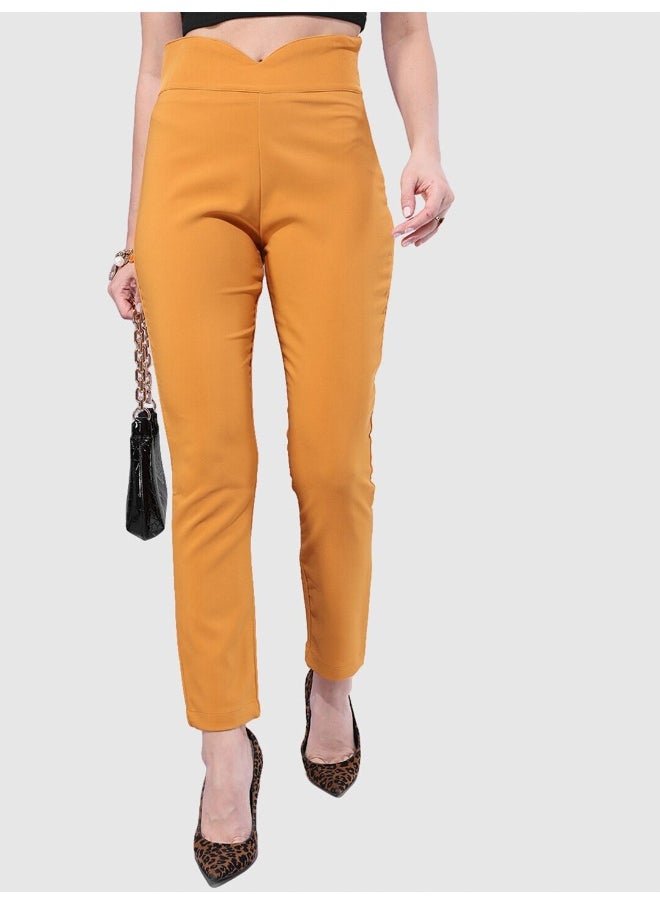 Mustard Yellow Women Skinny Casual Solid Ankle Jegging