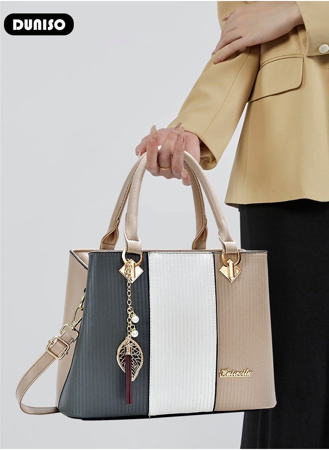 Women's Fashion Handbag Faux Leather Crossbody Bag For Women Large Capacity Bow Trim Tote Bags Top Handle Satchel Fashionable Travel Shoulder Bag For Ladies
